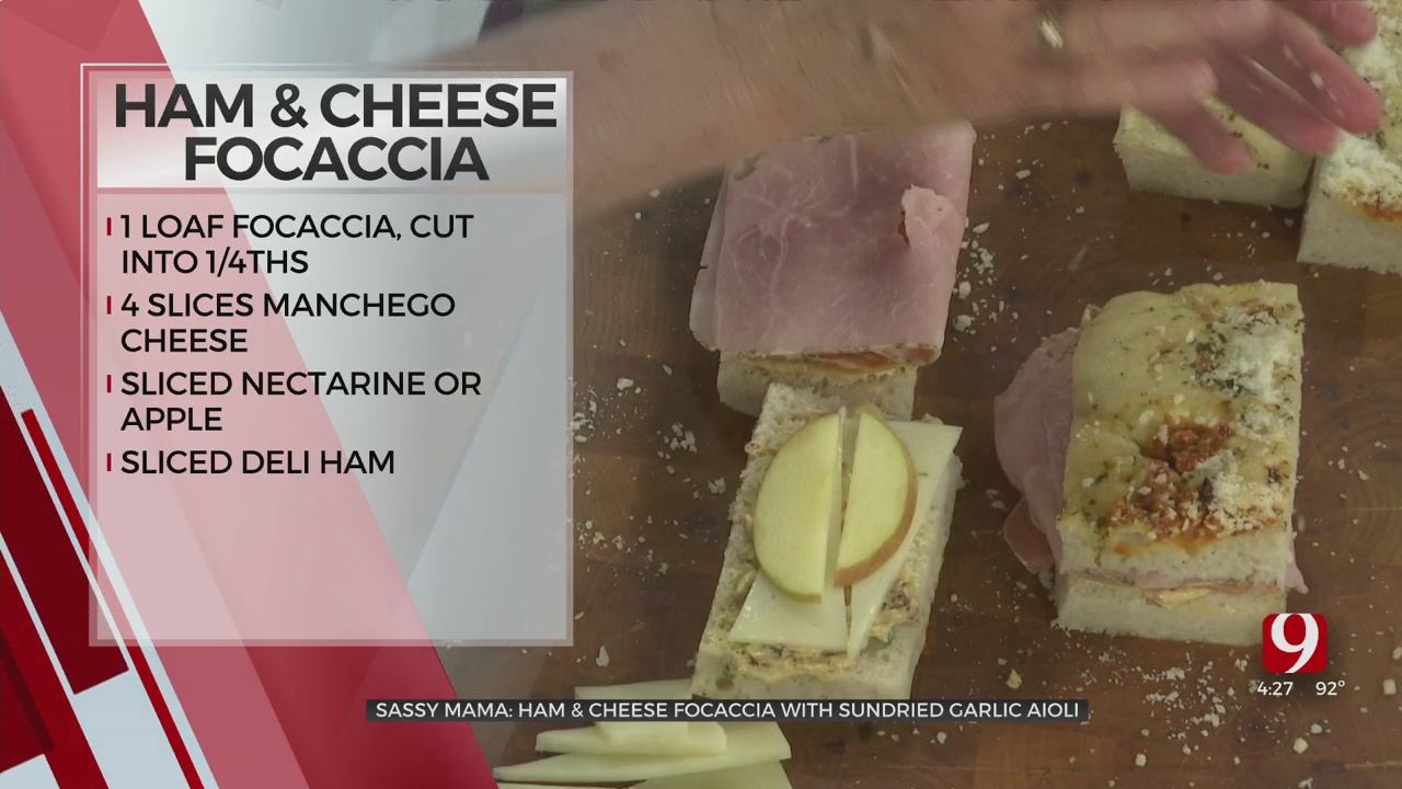 Ham and Cheese Focaccia Sandwich with Sundried Garlic Aioli