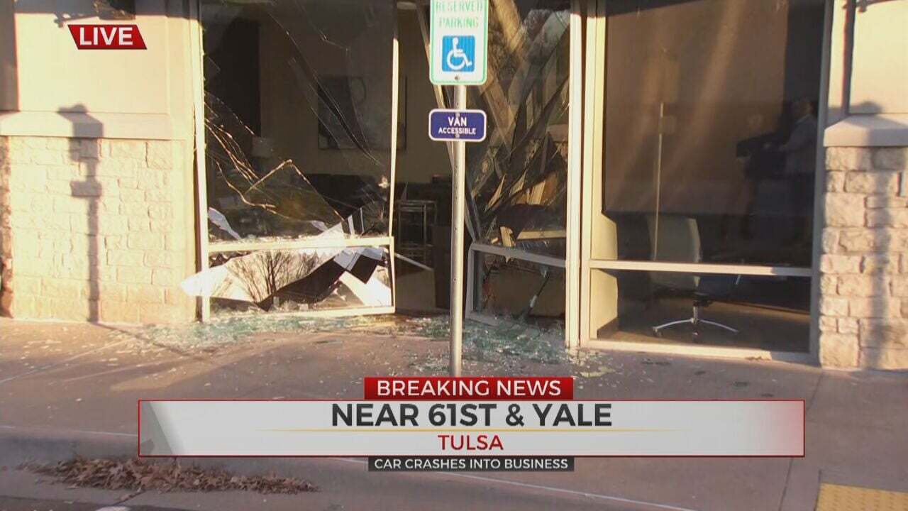 Caught On Camera: Car Crashes Into Tulsa Business 