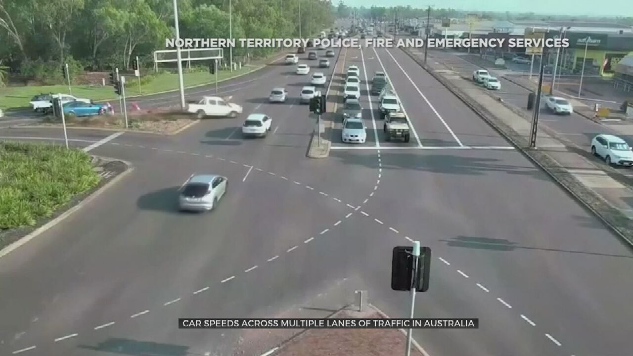 Caught On Camera: Car Speeds Across Multiple Lanes Of Traffic In Australia