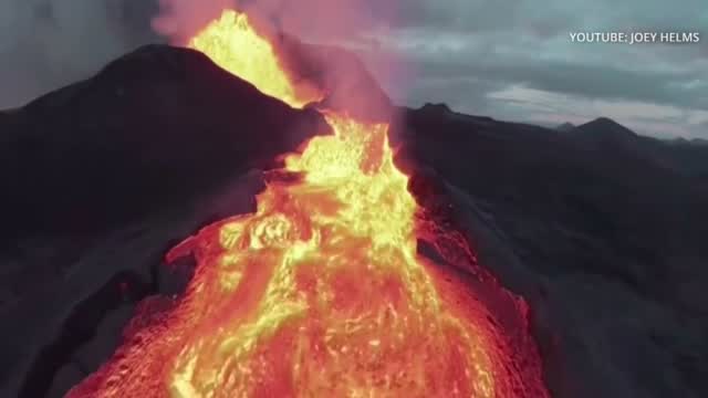Drone Captures Bird's Eye View To See Iceland's Latest Volcano