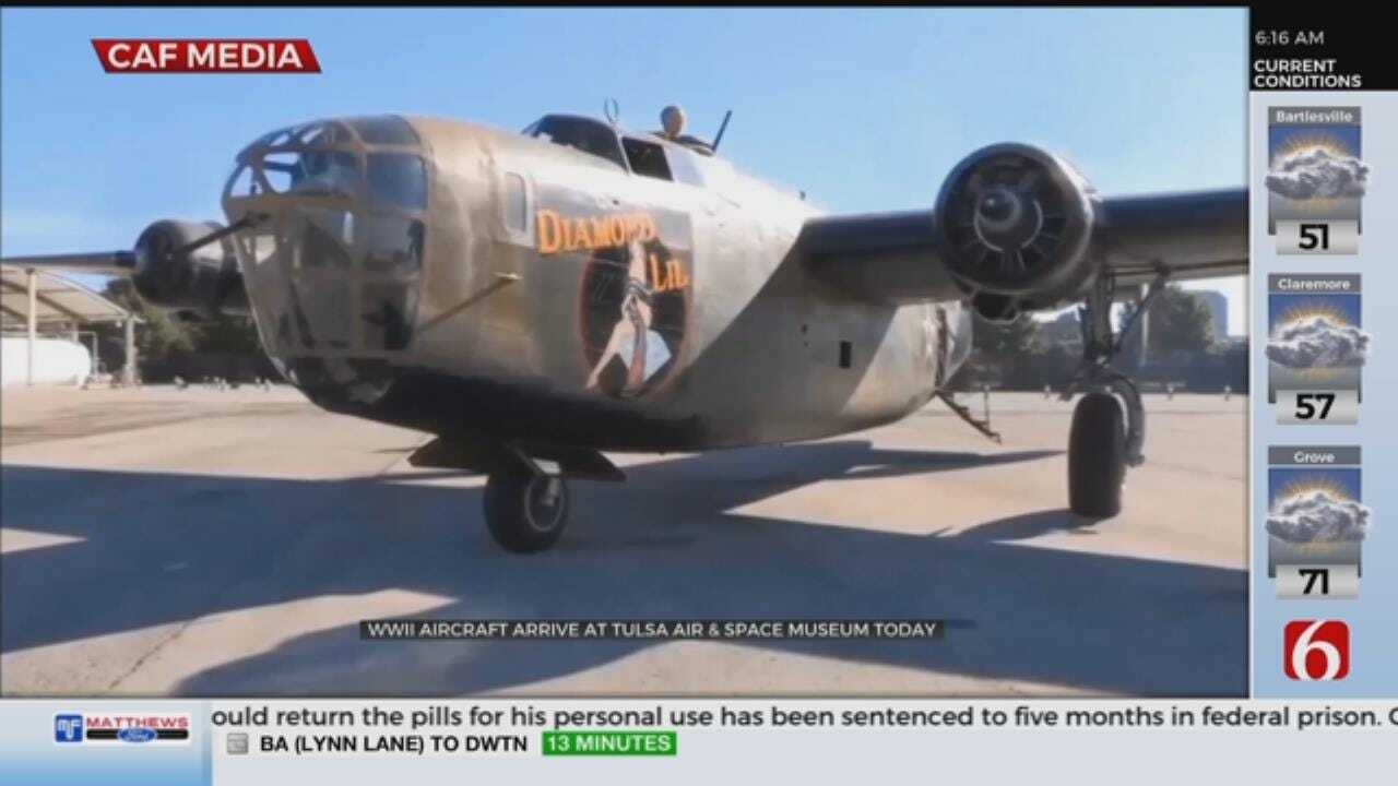 B-24 Bomber Plane Is Landing In Tulsa, Visiting Tulsa Air And Space Museum