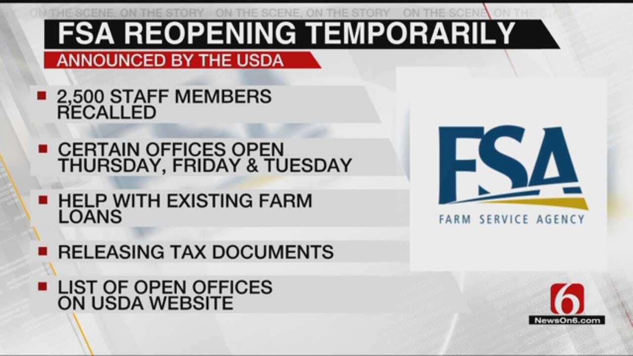 USDA Announces FSA Will Temporarily Re-Open