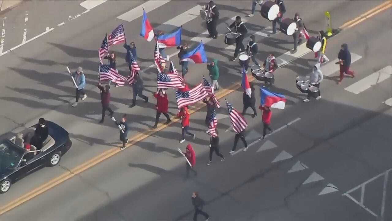 WATCH: Osage SkyNews 6 Flies Over Wagoner MLK Parade