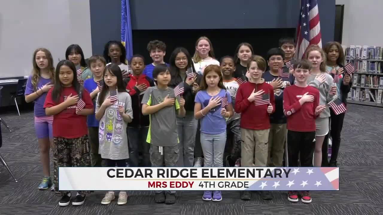 Daily Pledge: 4th Grade Students At Cedar Ridge Elementary