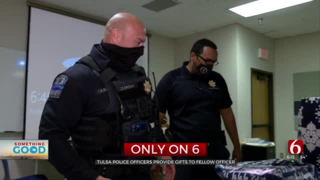 Tulsa Police Surprise Fellow Officer With $1,500 In Gifts For His Family 
