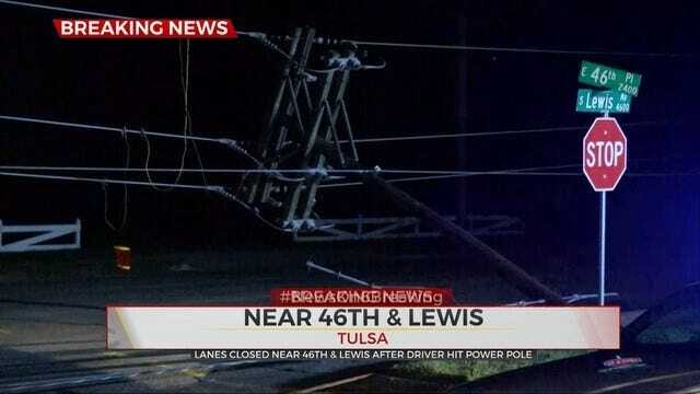 Part Of Lewis Closed After Car Hits Pole