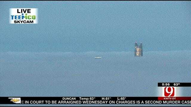 News 9 Tower Cam Video Of Morning Fog Covering Most Of OKC