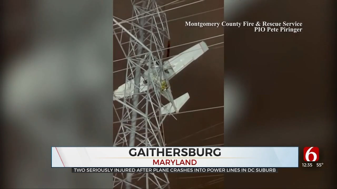 2 Rescued After Small Plane Crashes Into Power Lines In Maryland