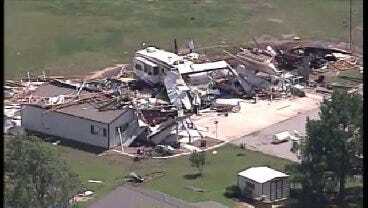 WEB EXTRA: SkyNews6 Flies Over Tornado Damage In Haskell And Wagoner