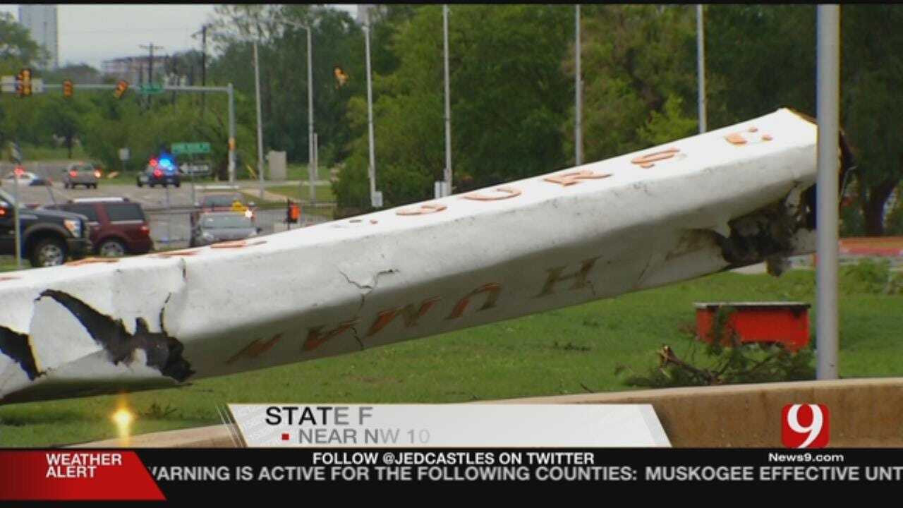 High Winds Cause Damage And Bring Down Arch At State Fairgrounds