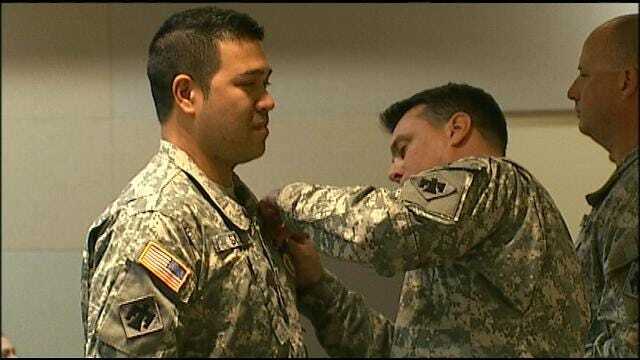 2 Oklahoma Guardsmen Surprised With Purple Heart Ceremony