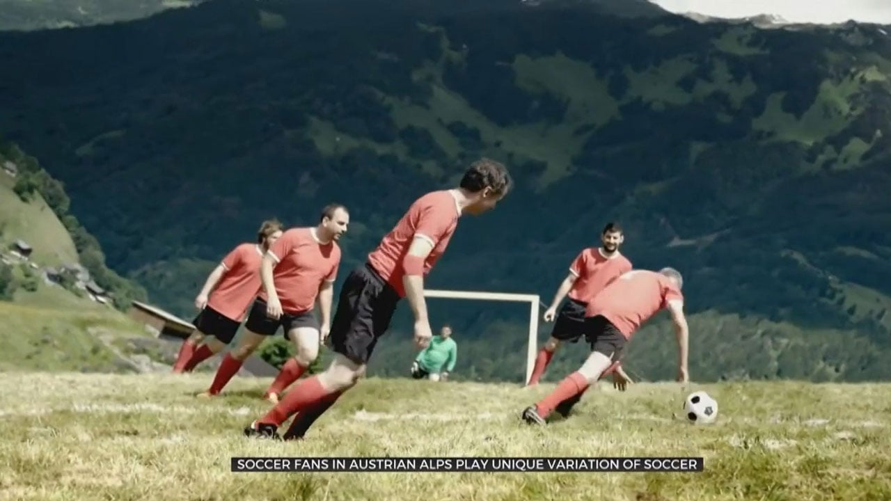 Soccer Fans Play Different Type Of Game On Austrian Alps