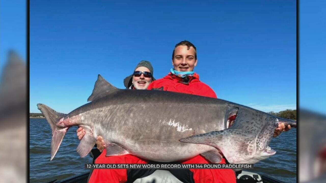 12-Year-Old Reels In Third Largest Paddlefish On Record At Keystone Lake