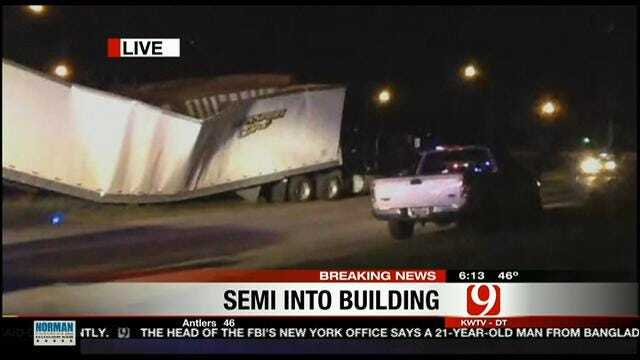 Driver Dies After Crashing Semi Into Vacant Building In Del City