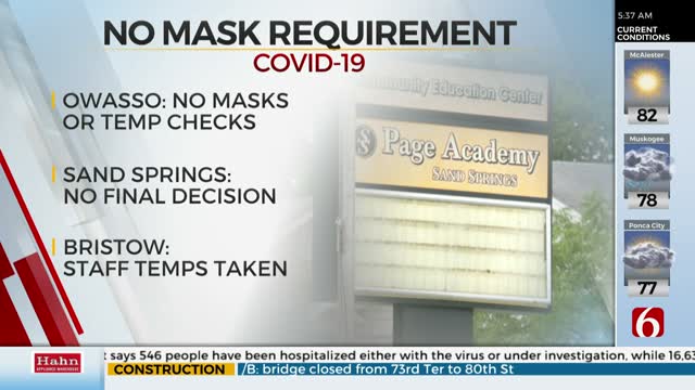 Some Northeastern Oklahoma Schools Not Requiring Masks Upon Return