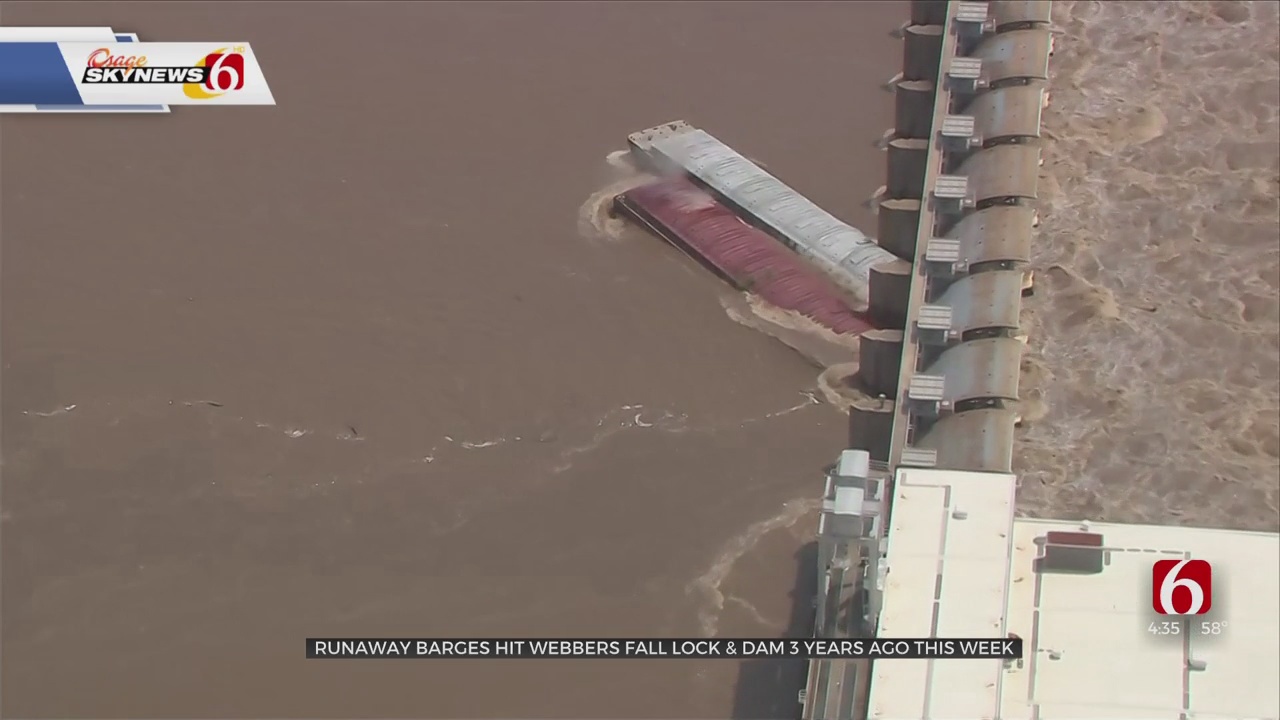 Runaway Barges Hit Webbers Falls Lock & Dam 3 Years Ago This Week