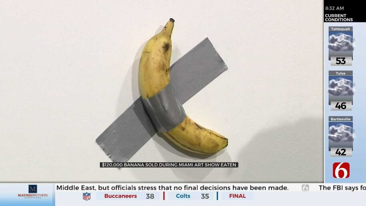 Performance Artist Eats $120,000 Banana Duct-Taped To Wall