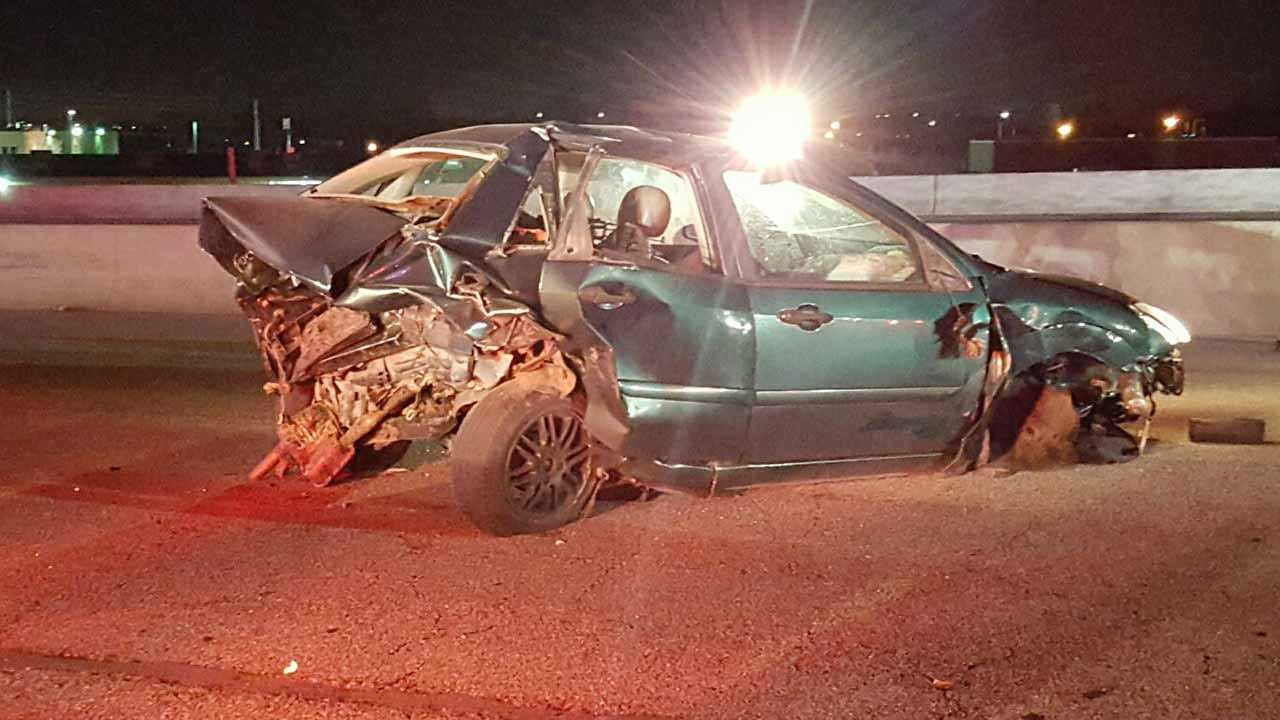 WEB EXTRA: Stalled Car Triggers Crash On BA Expressway In Tulsa