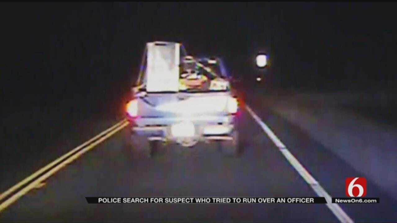 Dashcam Shows Mannford Chase Suspect Trying To Run Over Officer