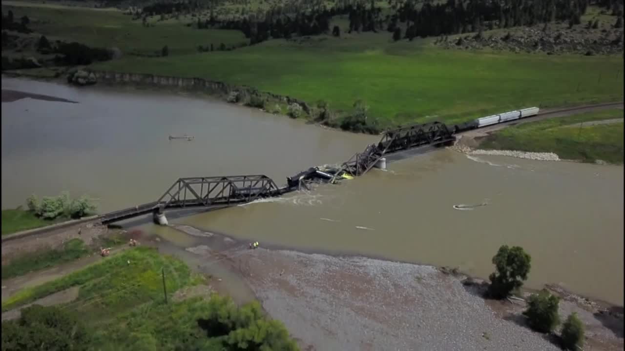 Water Being Tested Where Freight Train Carrying Hazardous Material Plunged Into Yellowstone River