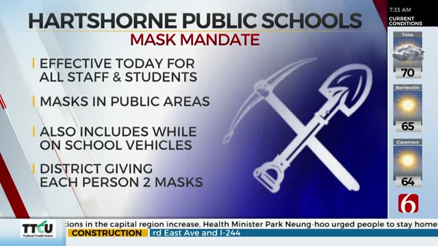 Hartshorne Public Schools To Require Face Coverings For Students, Staff