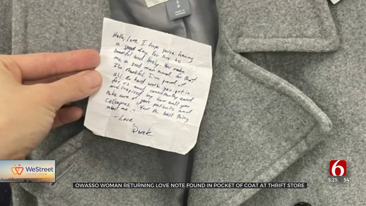 Owasso Woman Finds Love Note In Thrift Store Coat Pocket, Mails It To Original Recipient 