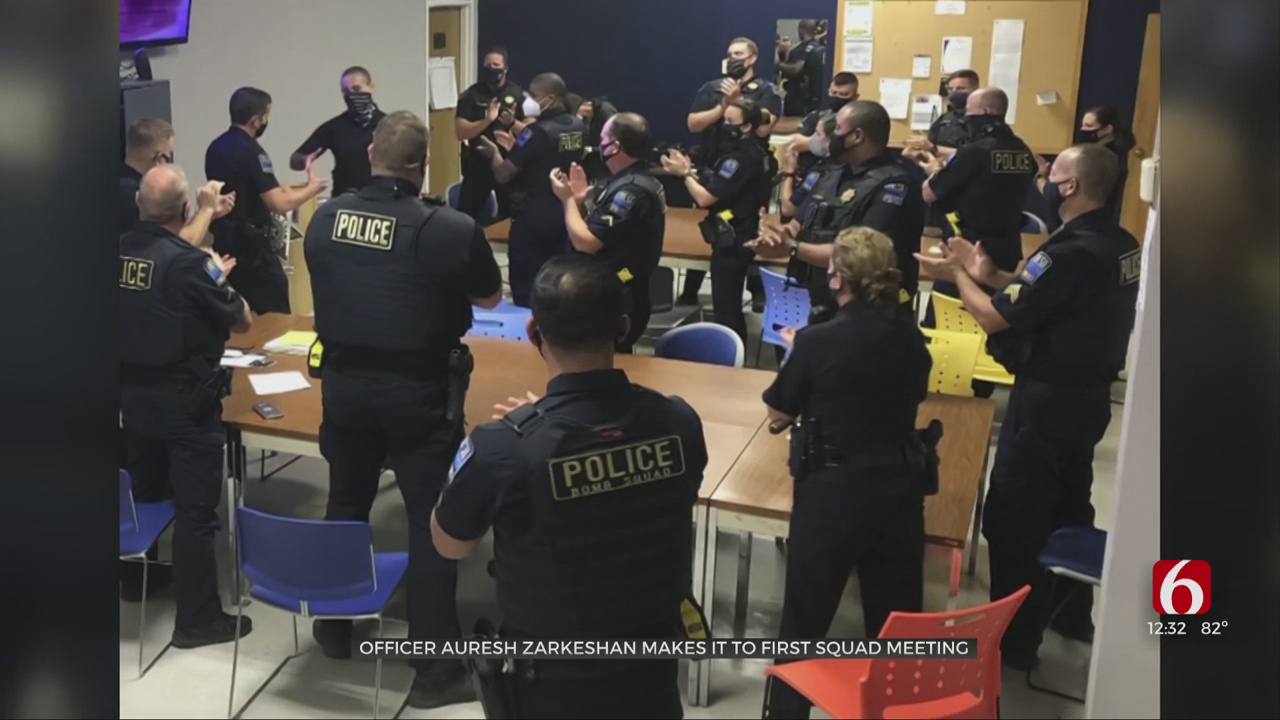 Tulsa Police Officer Zarkeshan Attends Squad Meeting