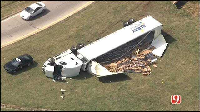 WEB EXTRA: Semi Overturns On Exit Ramp From I-240 To I-44