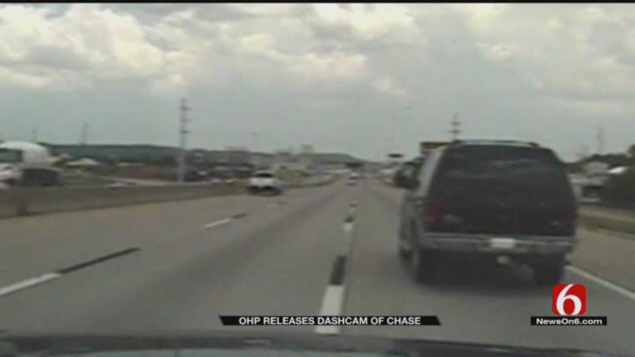 OHP Dash Cam Video Shows High-Speed Chase End In Crash On Tulsa Highway