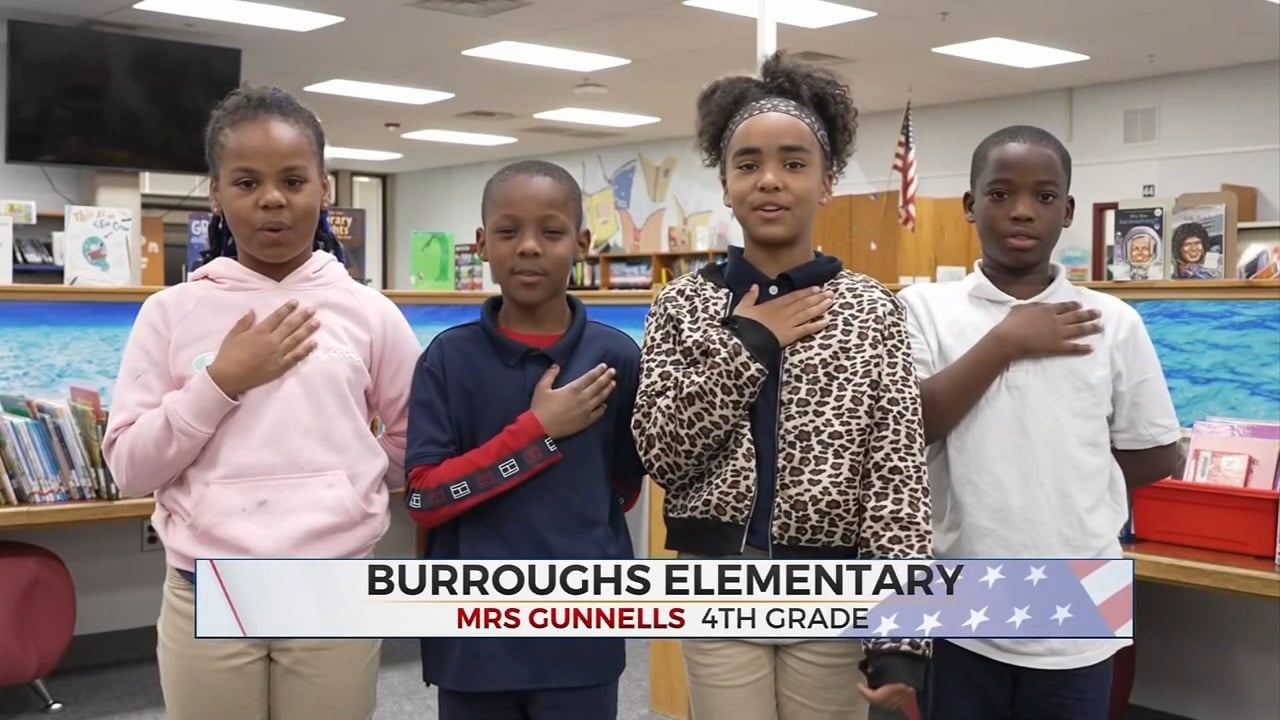 Daily Pledge: 4th Grade Students At Burroughs Elementary