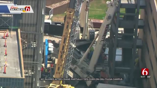No Injuries Reported After Crane Tips Over On OSU-Tulsa Campus