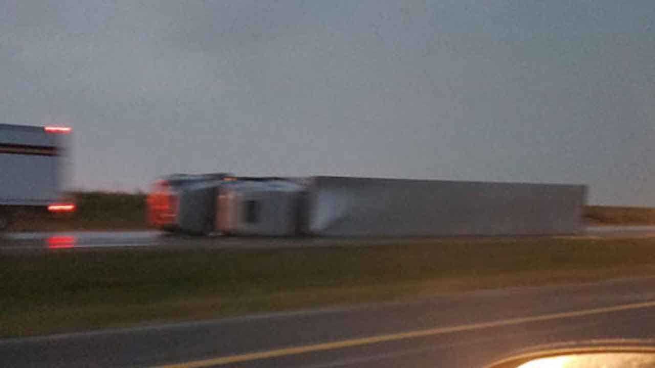 Strong Winds Blow Over At Least 20 Semis In Western Kansas