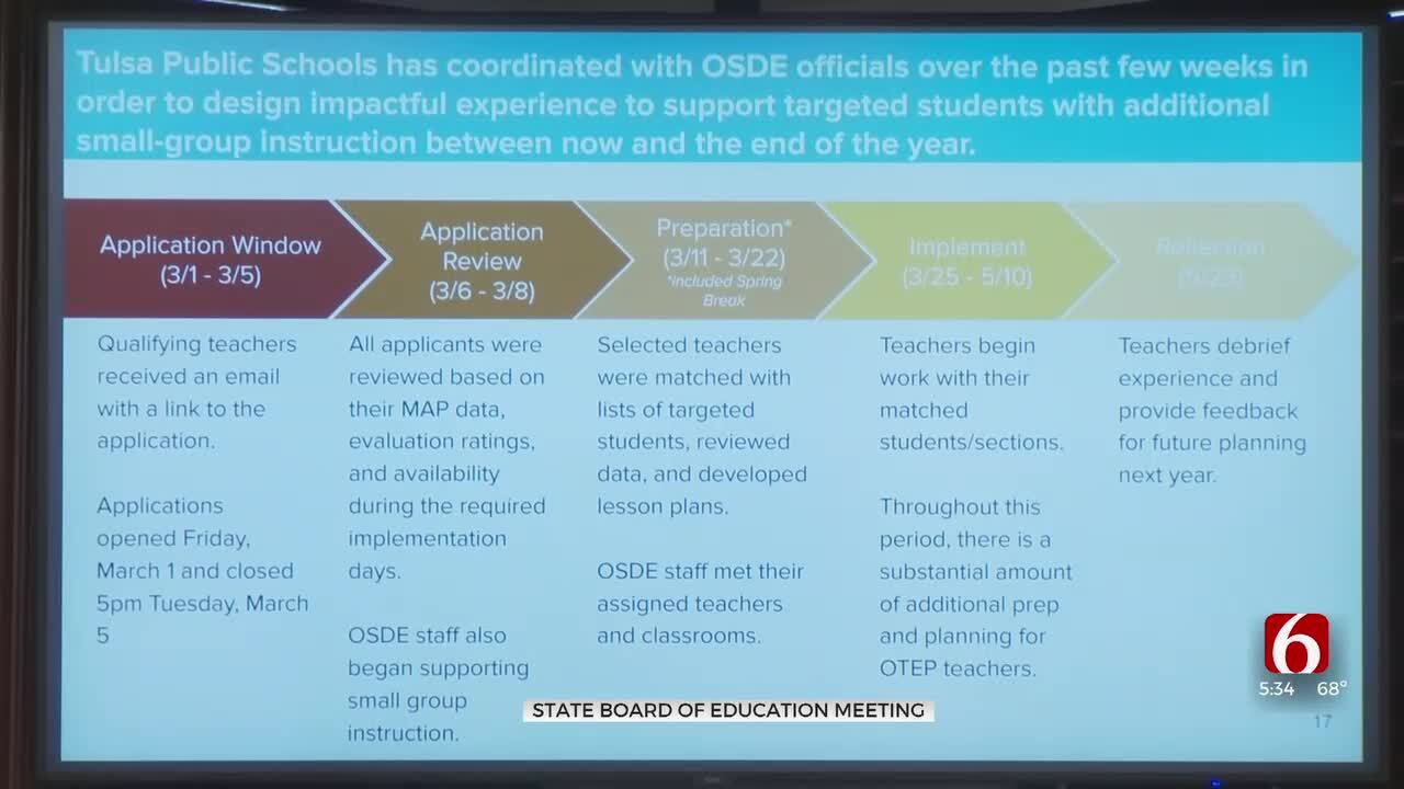 Tulsa Public Schools Meet With The Oklahoma State Board of Education For Monthly Report