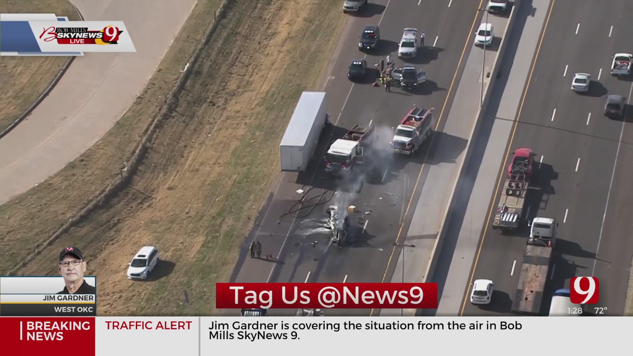 At Least 1 Vehicle Involved In Fiery Collision Along Interstate 40
