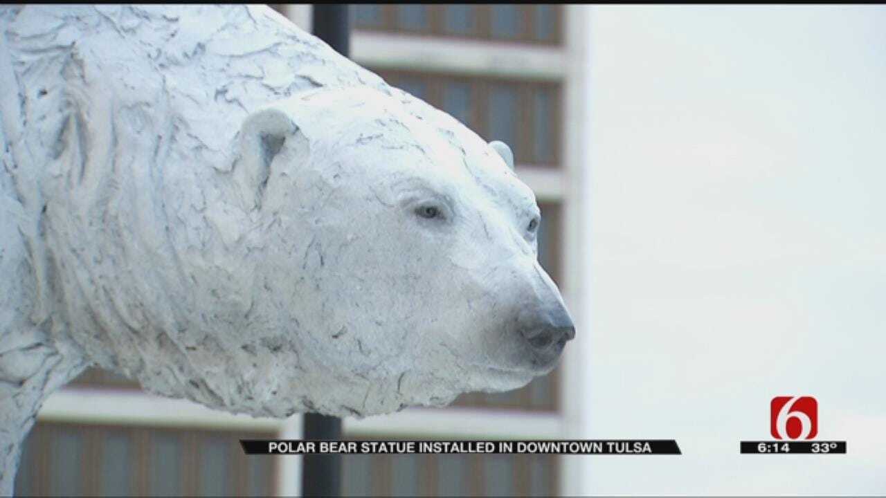 Non-Profit Installs Polar Bear Statue In Front Tulsa Of County Courthouse