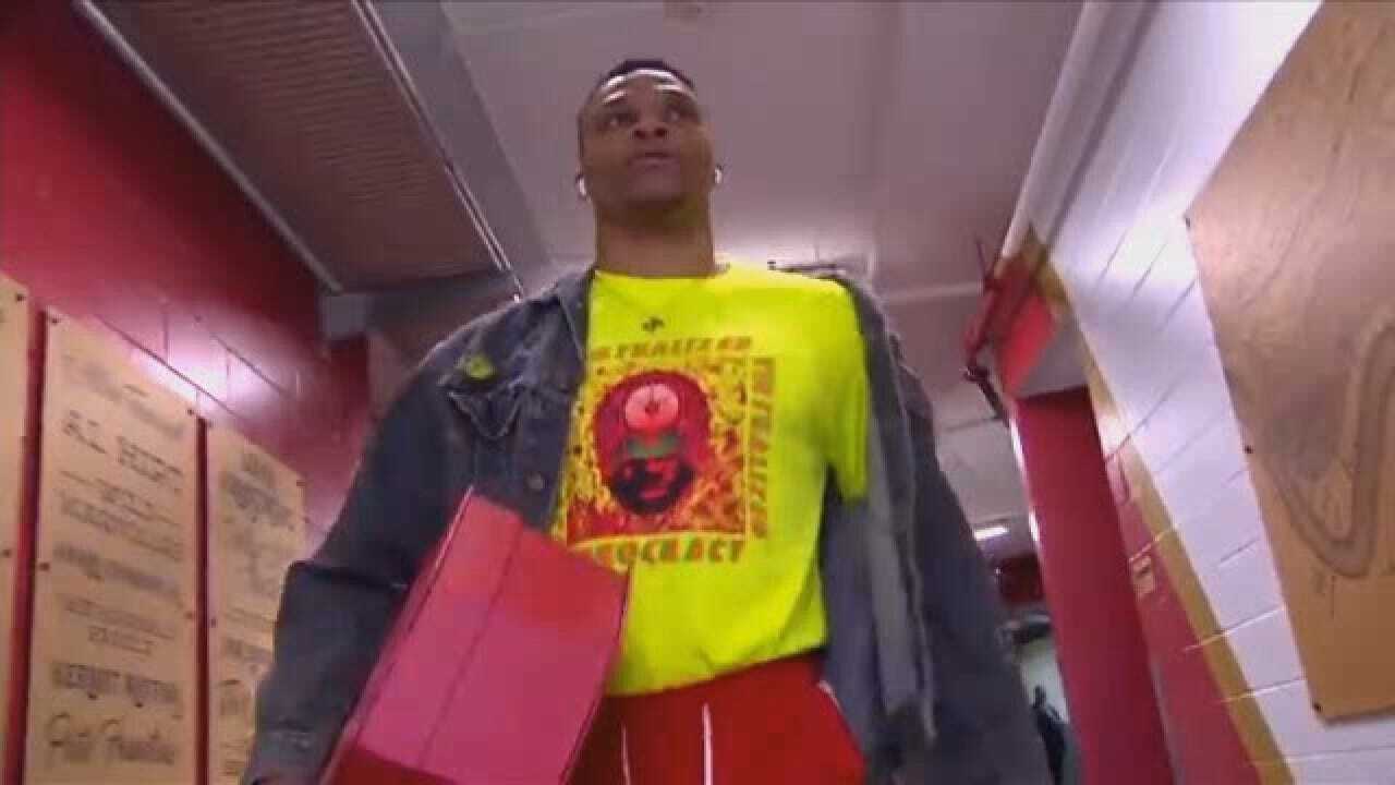 Westbrook Decked Out In Valentine's Red Ahead Of Pelicans Game
