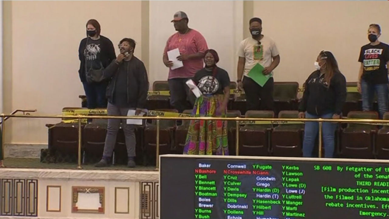 Group Protesting State Bills Gather Inside Oklahoma House Chamber 