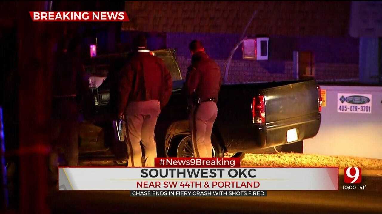 Police: Shots Fired After Chase Involving Stolen Vehicle Ends In Crash In SW OKC