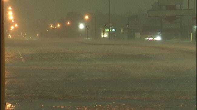 WEB EXTRA: Heavy Rains Cover Streets At 31st and Yale In Tulsa
