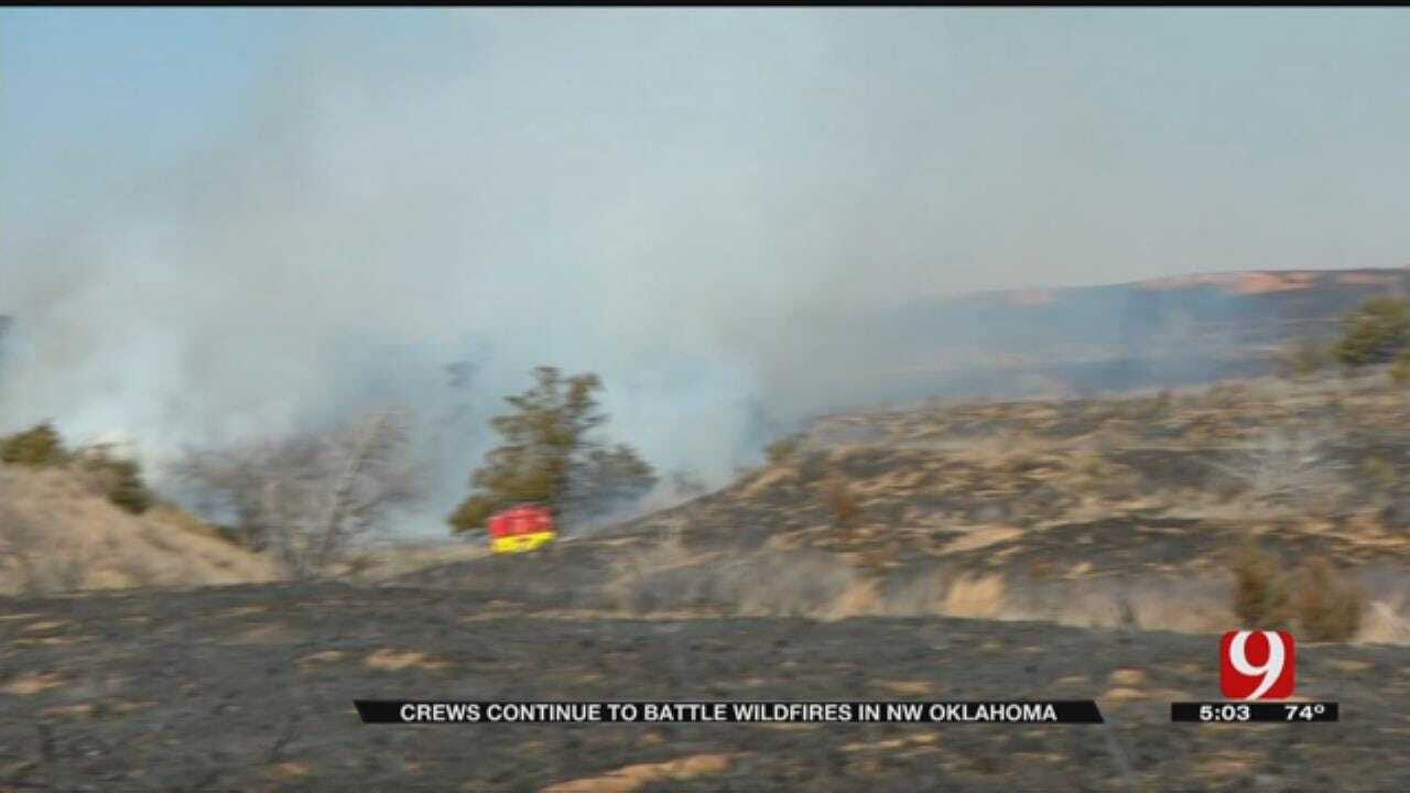 Fire Departments From Across The State Battle Wildfires Raging In NW OK