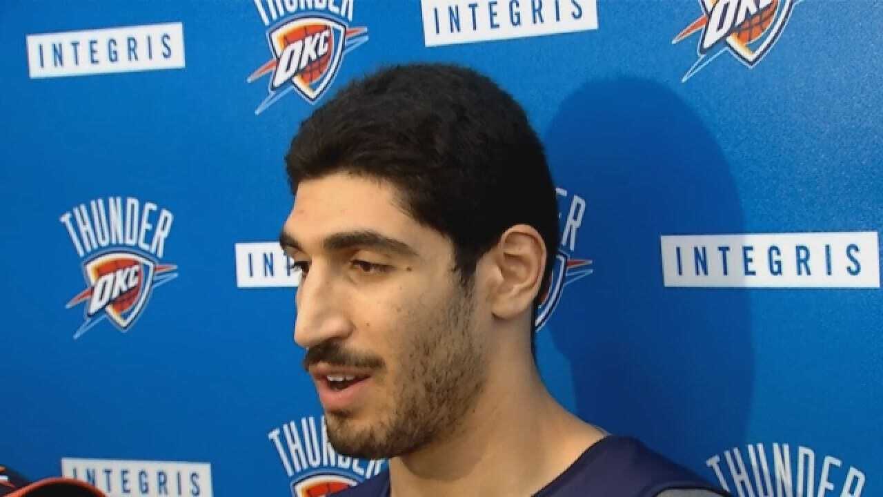 Enes Kanter Talks With Reporters After Sunday's Practice