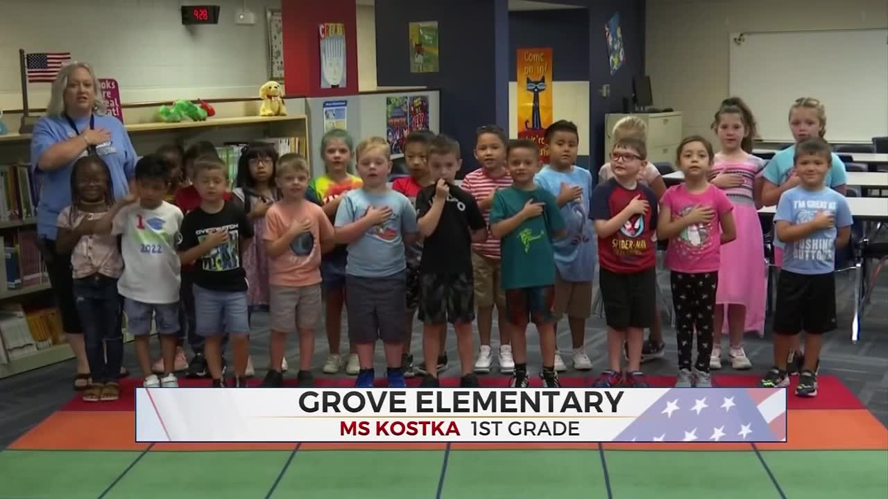 Daily Pledge: 1st Grade Students From Grove Elementary 