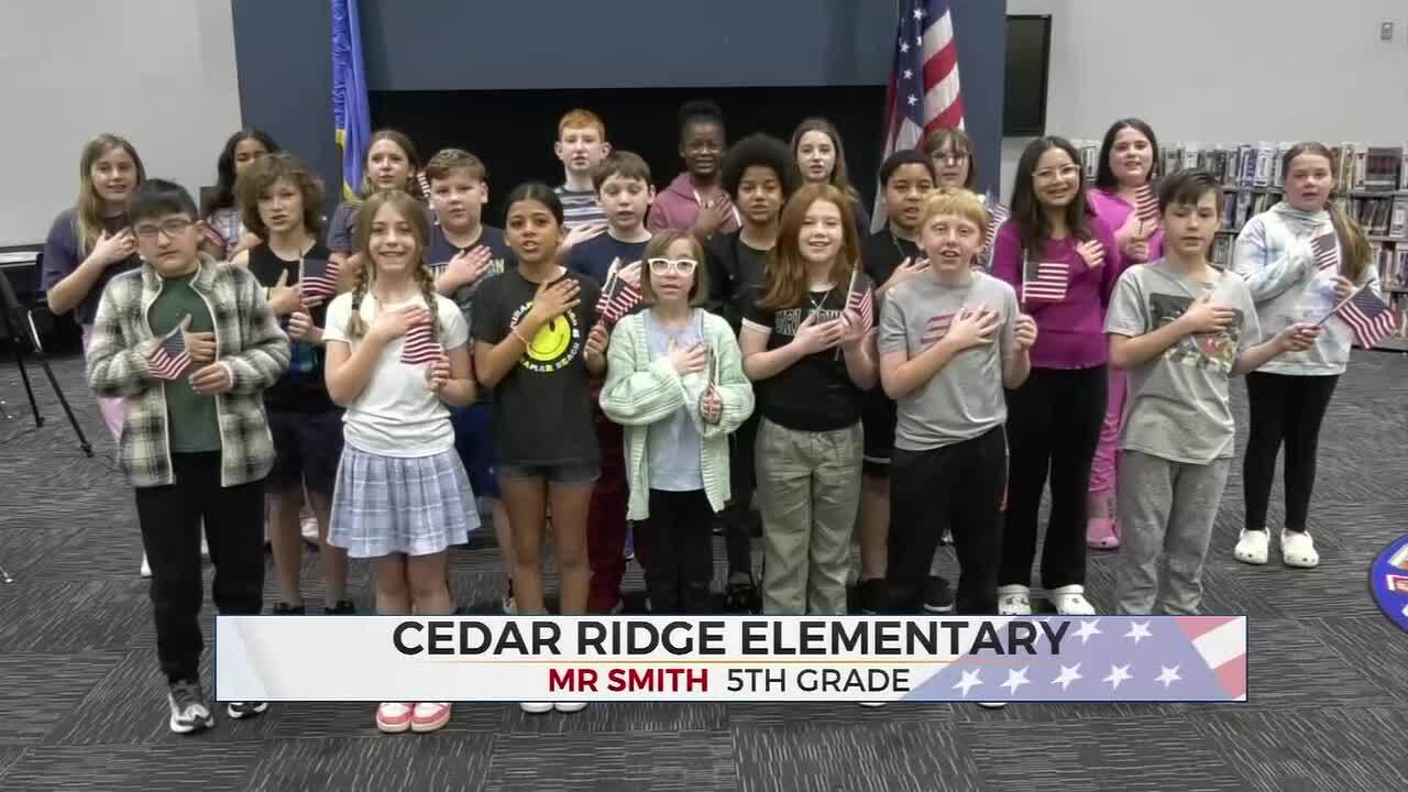 Daily Pledge: 5th Grade Students At Cedar Ridge Elementary