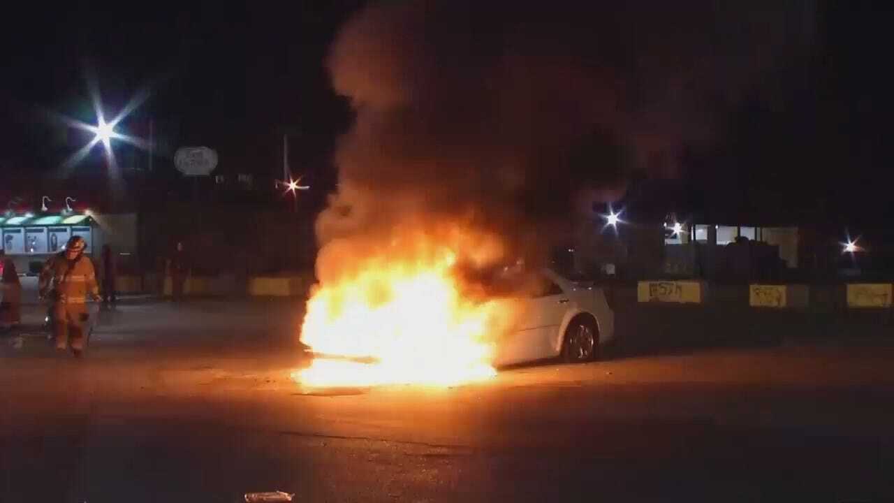 WEB EXTRA: Video Of East Tulsa Car Fire