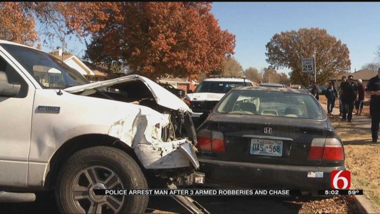 Tulsa Armed Robbery Suspect Flees, Hits TPD Patrol Car