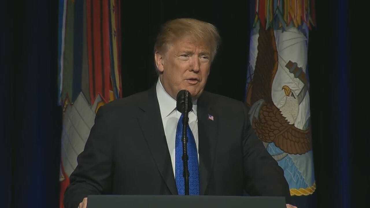 President Trump Gives Remarks At Pentagon During Shutdown