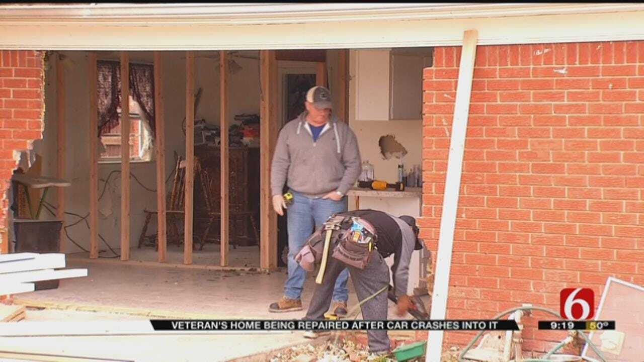 Tulsa Veteran Getting Help After Car Crashes Into Home