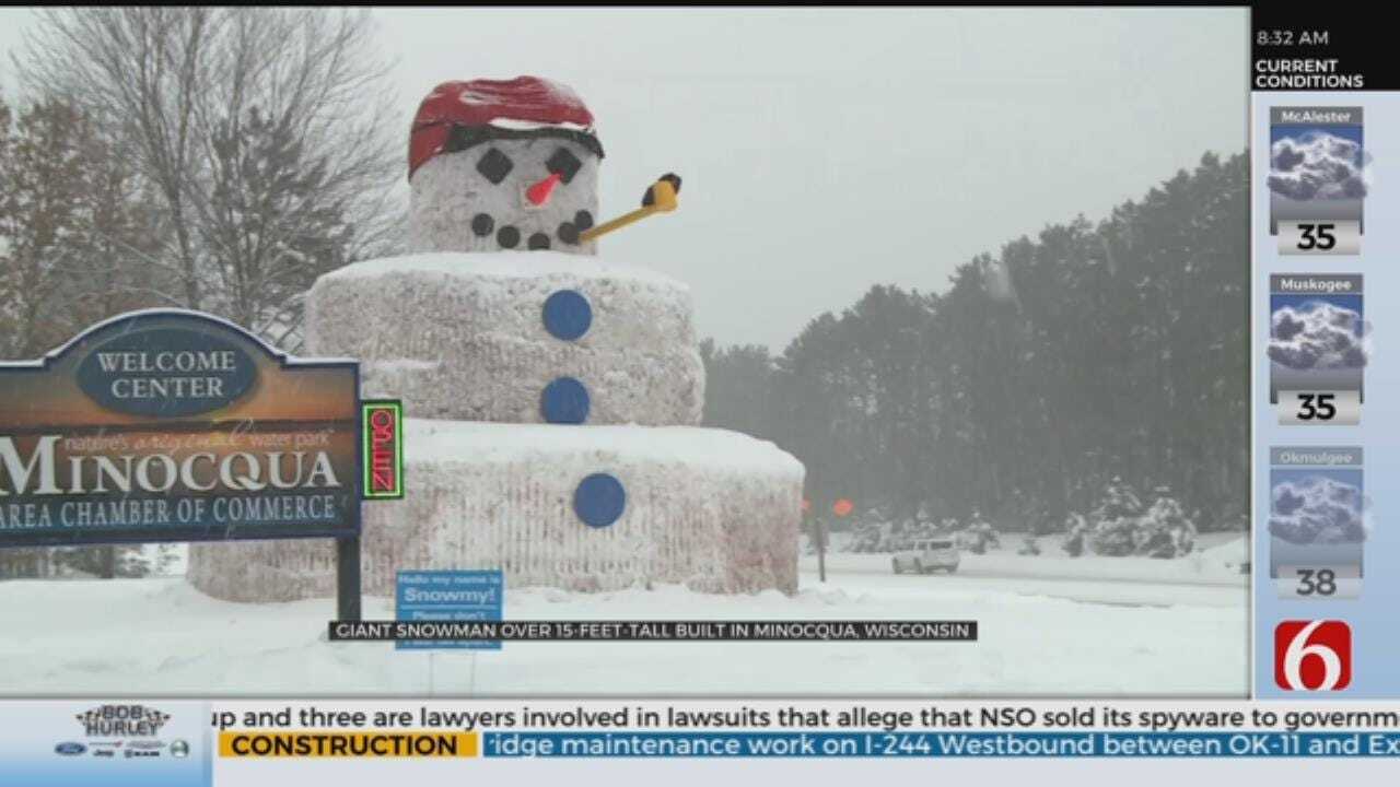 Giant Snowman Welcomes Visitors To Wisconsin Town