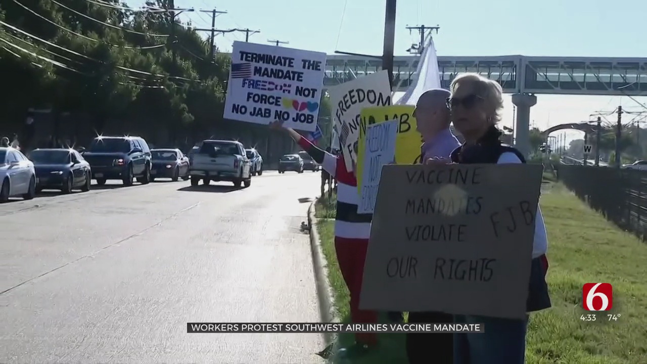Workers Protest Southwest Airlines Vaccine Mandate