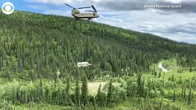 WATCH: Helicopter Removes 'Into The Wild' Bus In Alaska